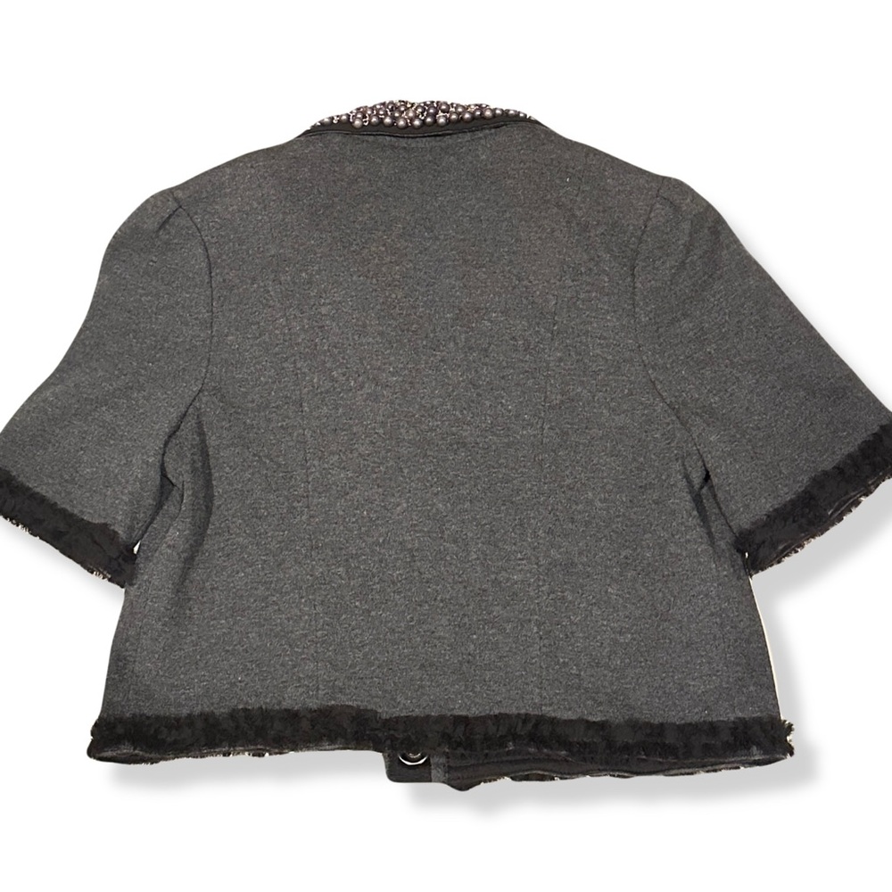ANTHROPOLOGIE Twelve by Twelve Gray Pearl Embellished Jacket w Bows | NWT Small - Picture 5 of 9